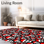Festive Red Santa Hat Skulls Collage Rug