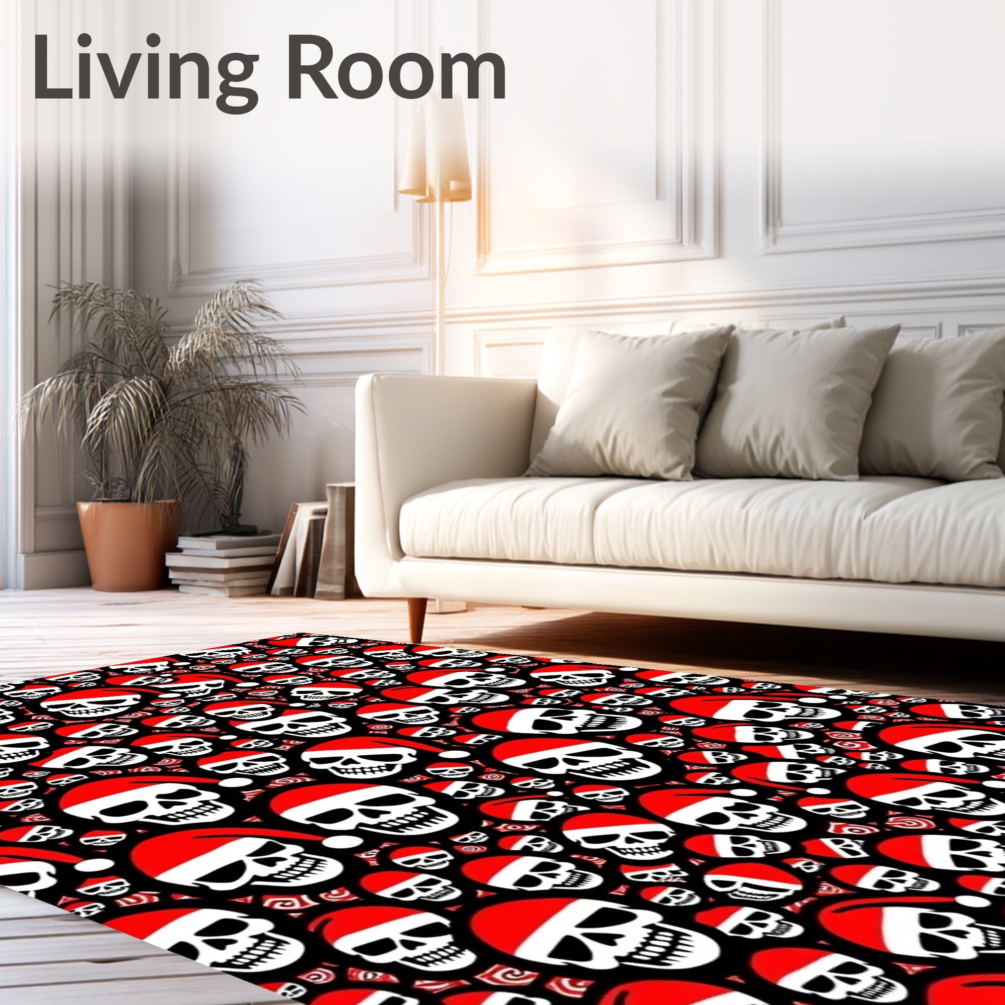 Festive Red Santa Hat Skulls Collage Rug
