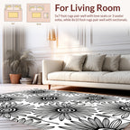 Daisy Patterned Graphic Line Art Rug