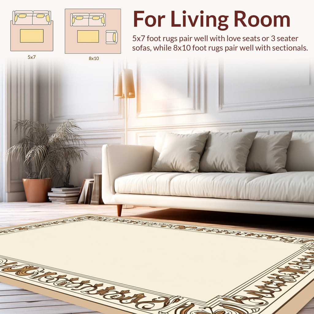 Ornate Floral Scrollwork Patterned Rug