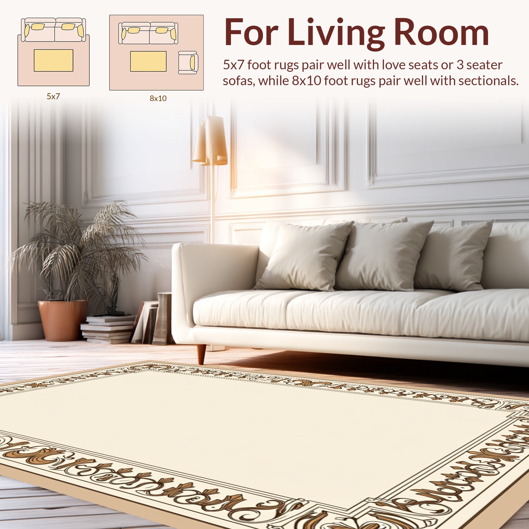Ornate Floral Scrollwork Patterned Rug