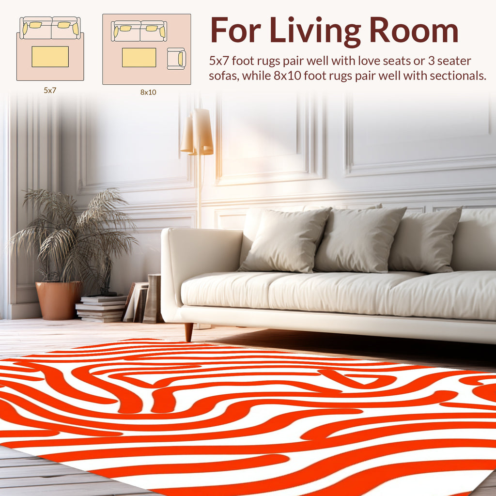Abstract Orange Swirl Pattern Rug