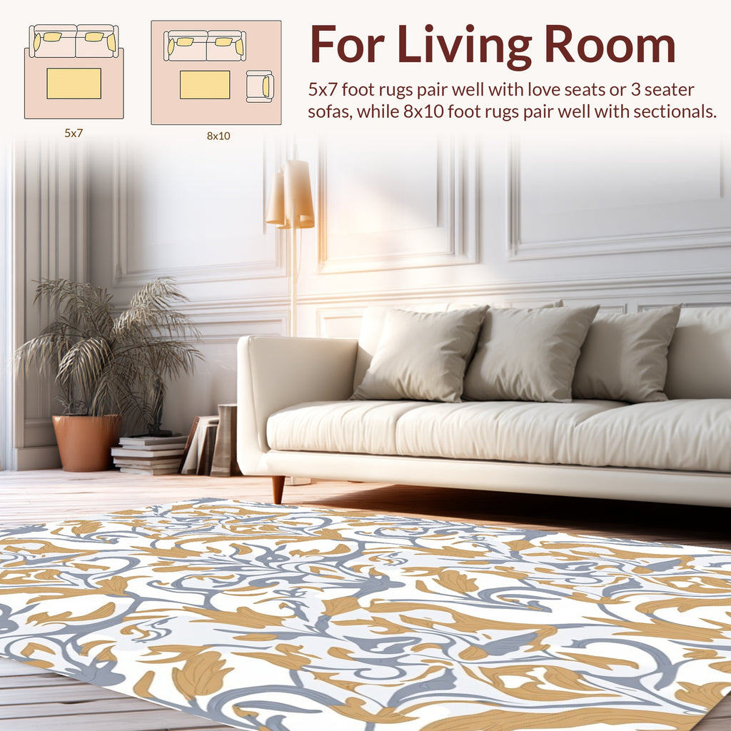 Elegant Floral Swirls Pattern Rug