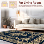 Ornate Floral Bordered Decorative Rug