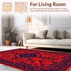 Traditional Red Blue Floral Rug