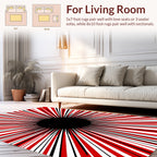 Red White Black Radial Burst Pattern Rug