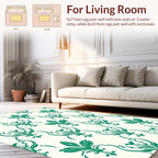 Classic Green Floral Damask Pattern Rug