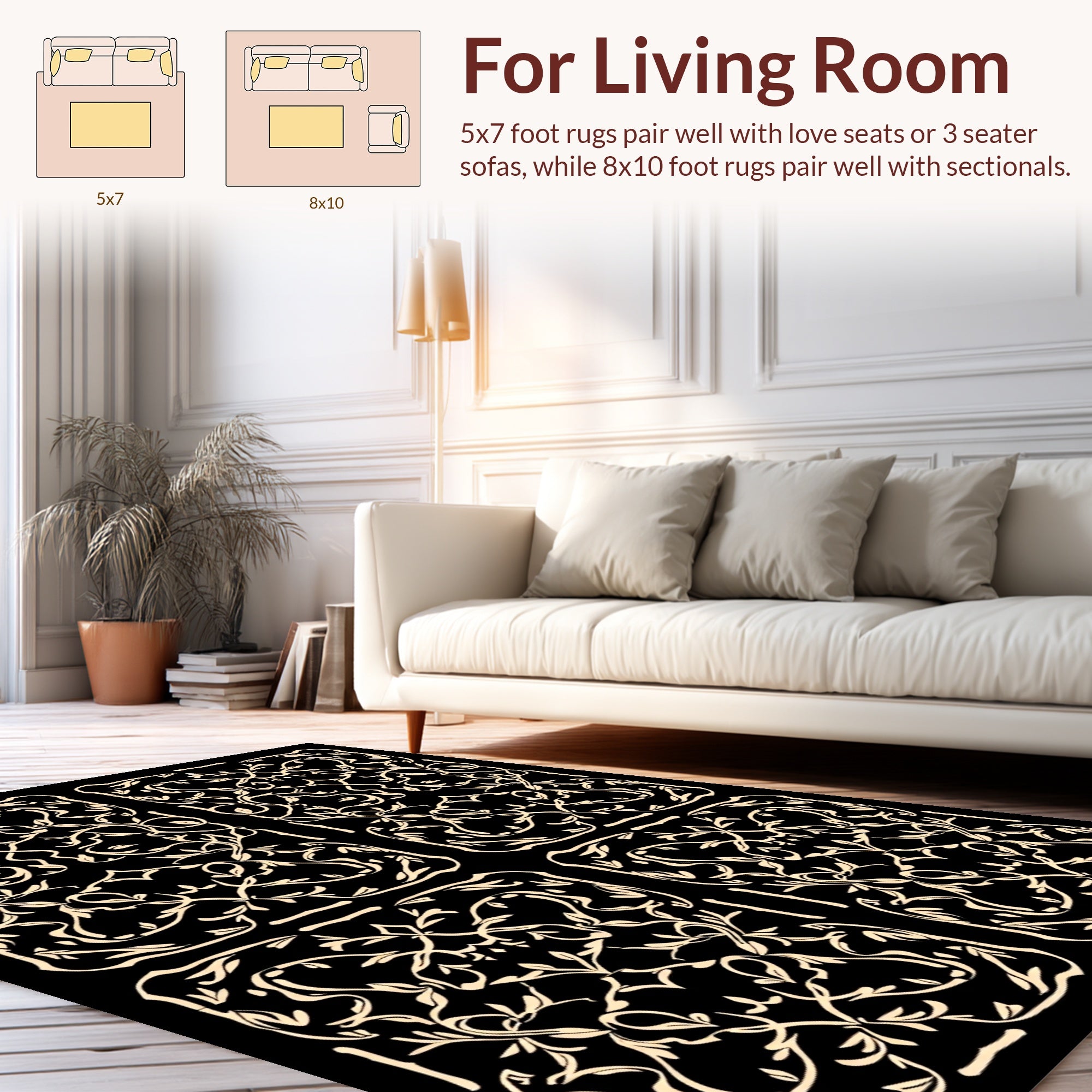 Art Nouveau Floral Vines Pattern Rug