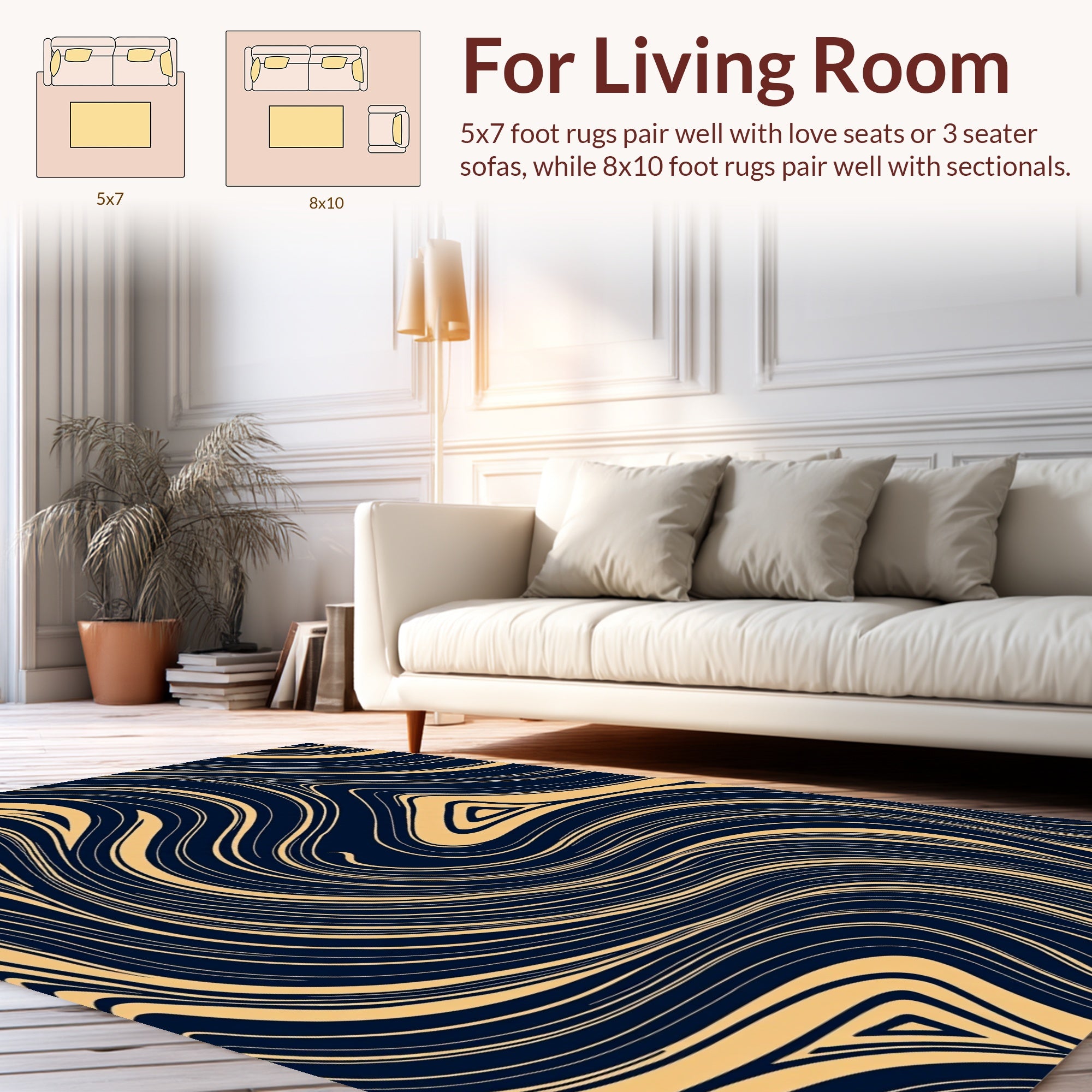 Abstract Swirls Flowing Pattern Rug