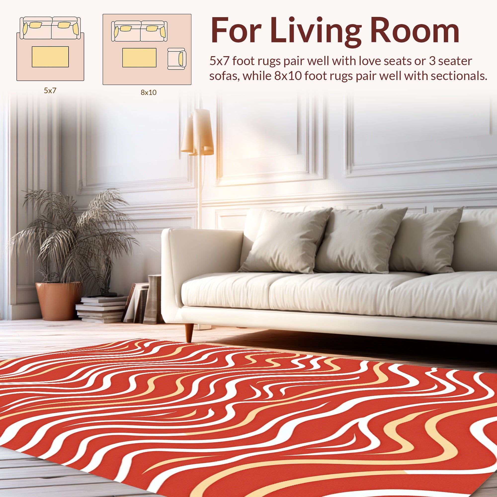 Wavy Stripe Warm Tone Design Rug