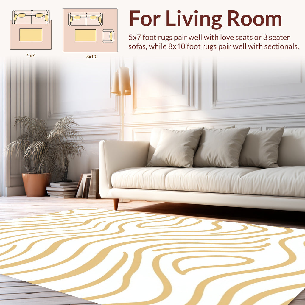 Abstract Wavy Stripes Warm Design Rug