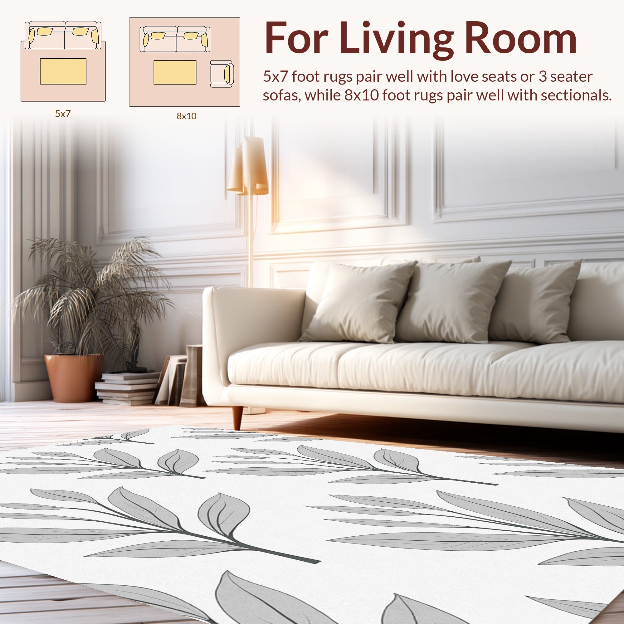 Botanical Stem Pattern In Grey Rug