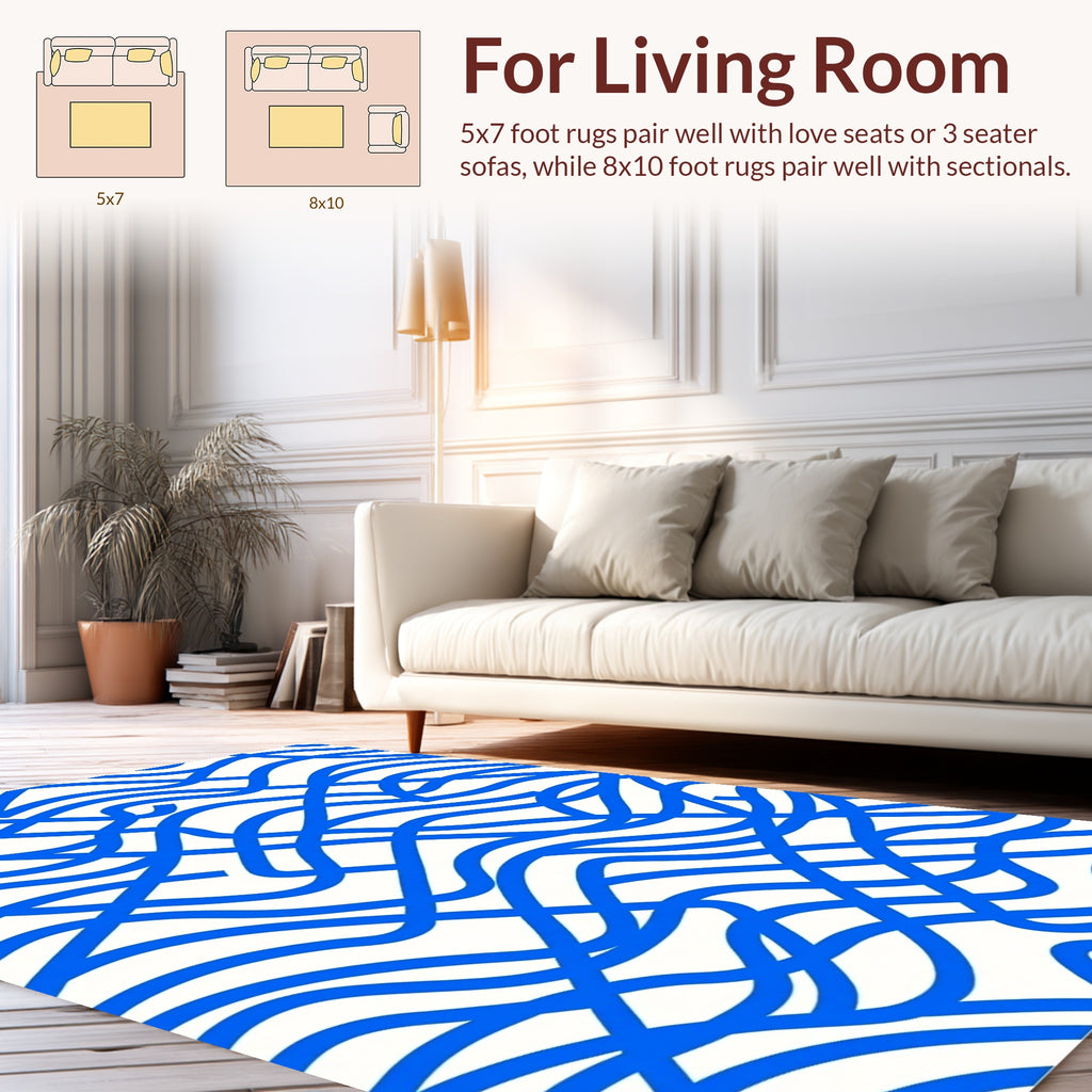 Bold Blue Intertwined Lines Rug