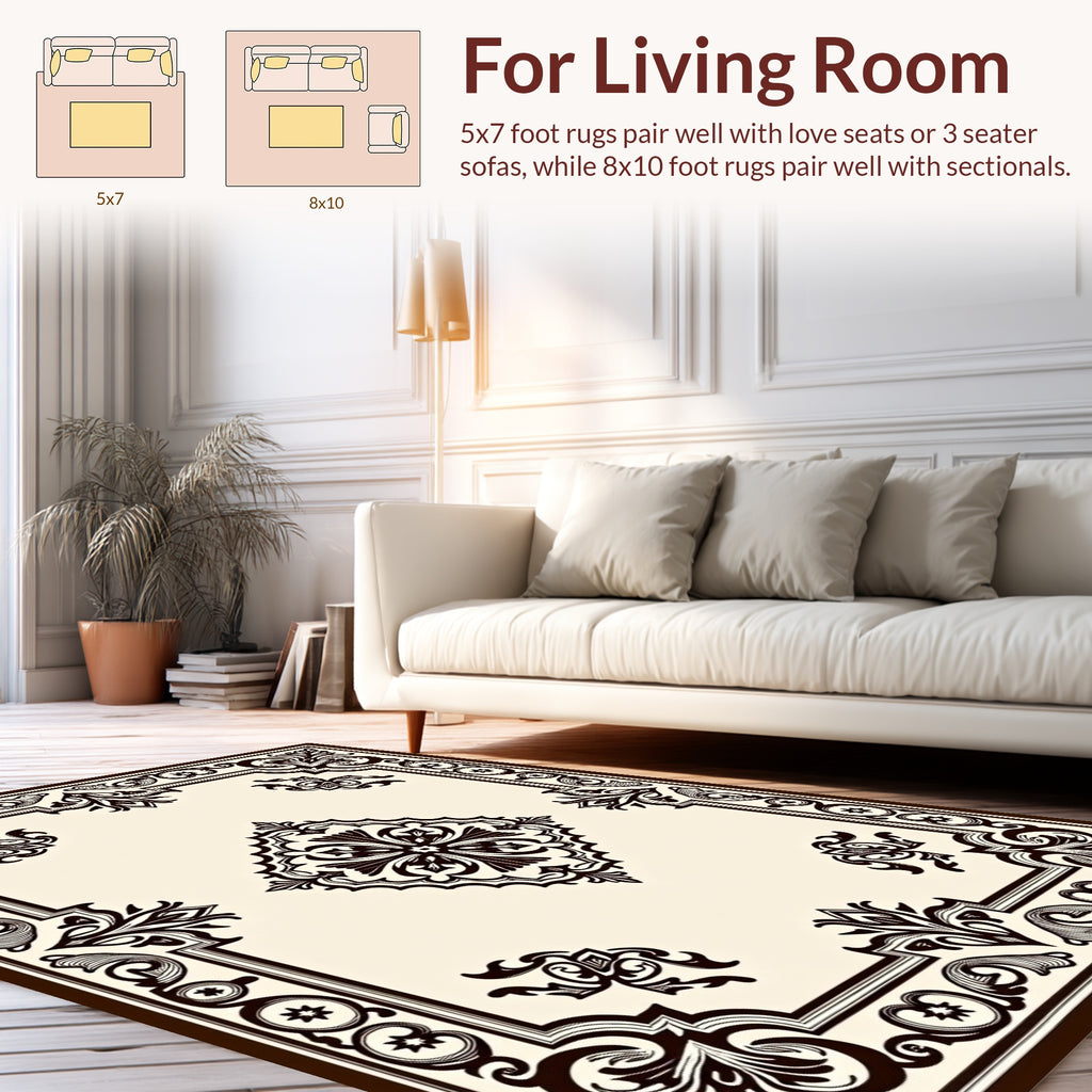 Ornate Baroque Scrollwork Pattern Rug