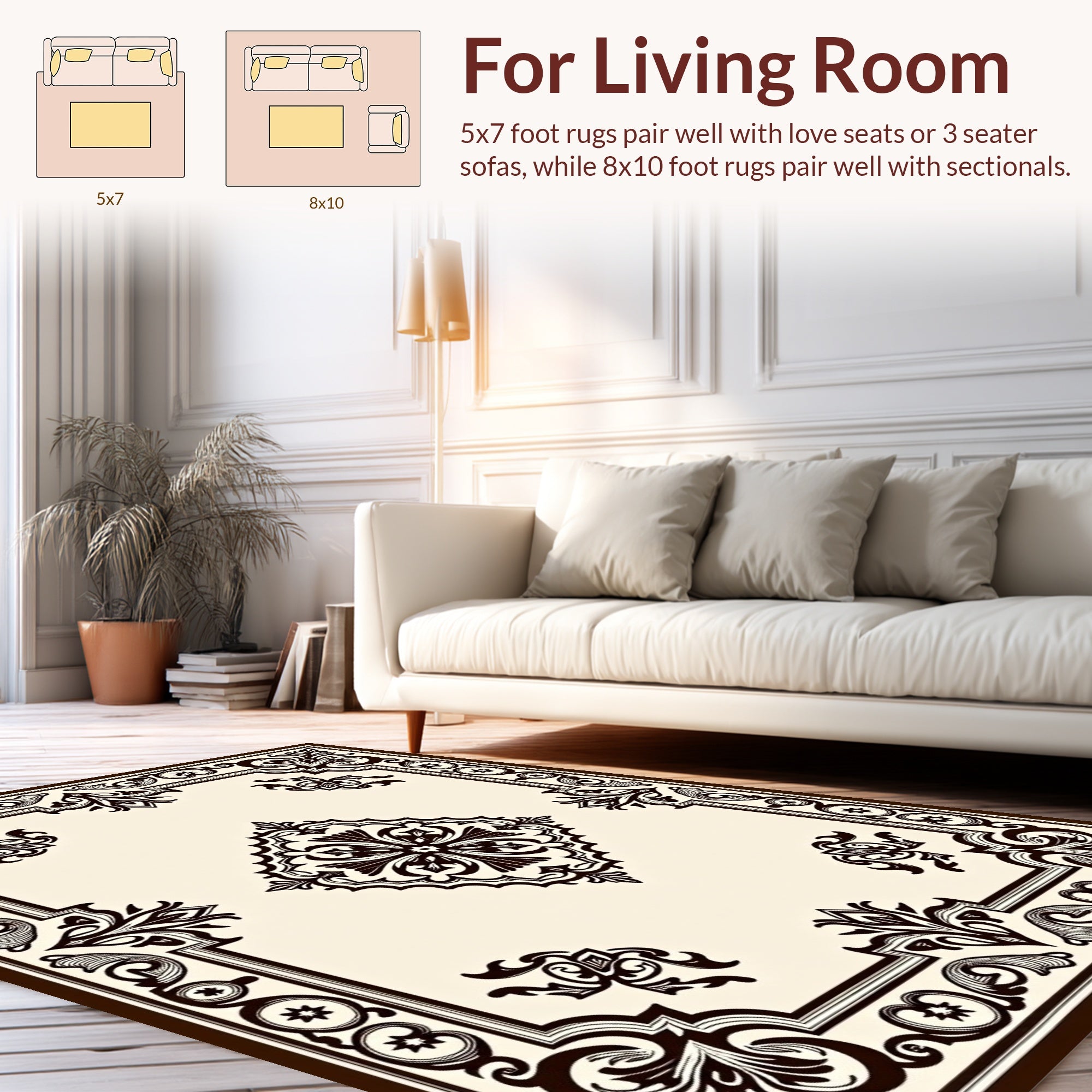Ornate Baroque Scrollwork Pattern Rug