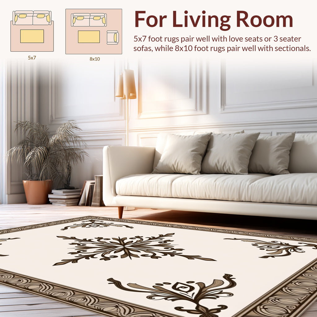 Classical Floral Medallion Border Design Rug