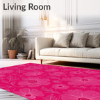 Hot Pink Floral Outline Design Rug