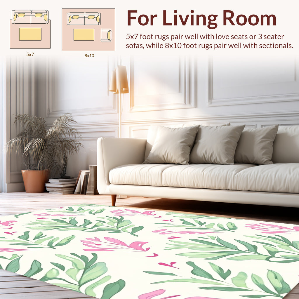 Whimsical Botanical Floral Pattern Rug
