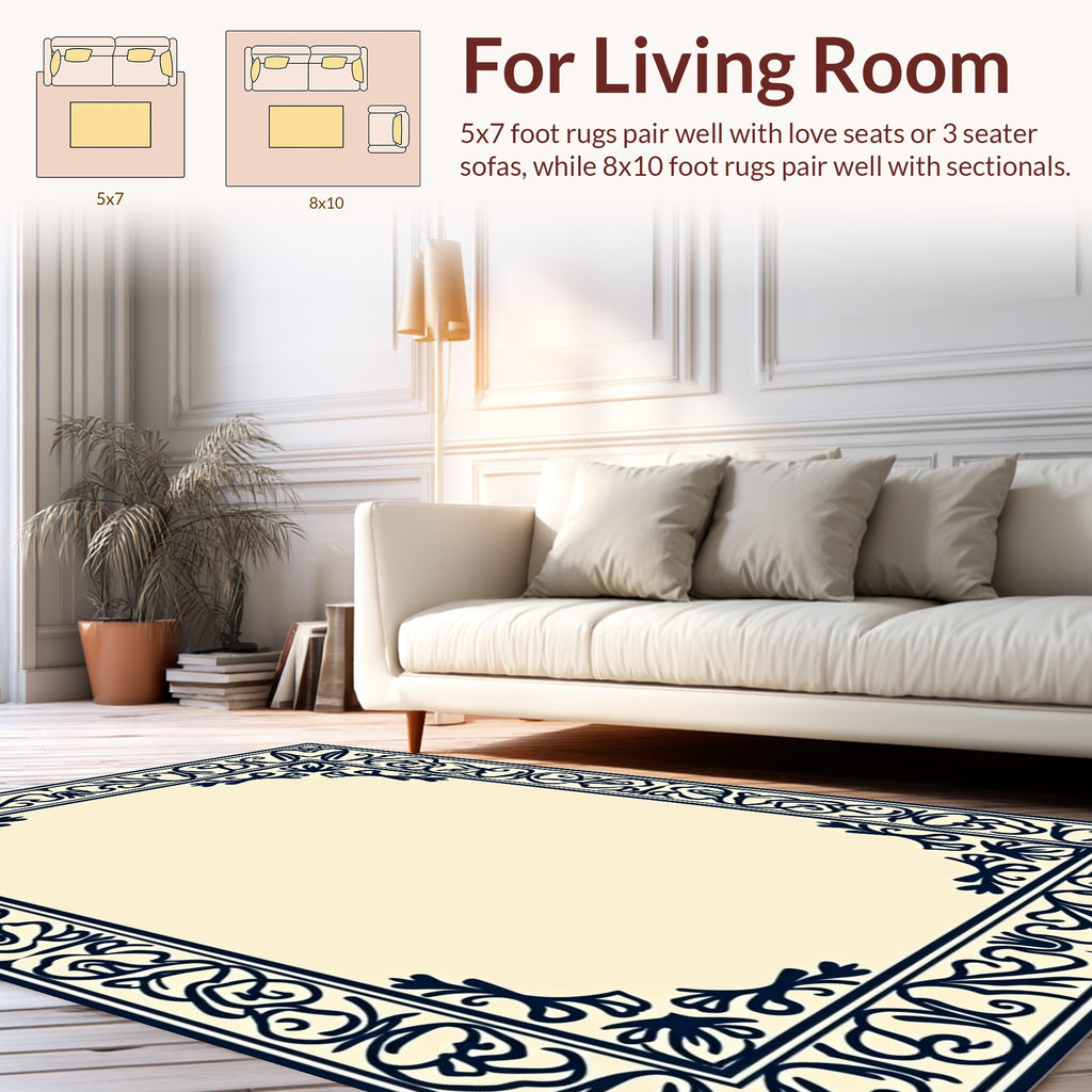 Elegant Floral Border Design Rug