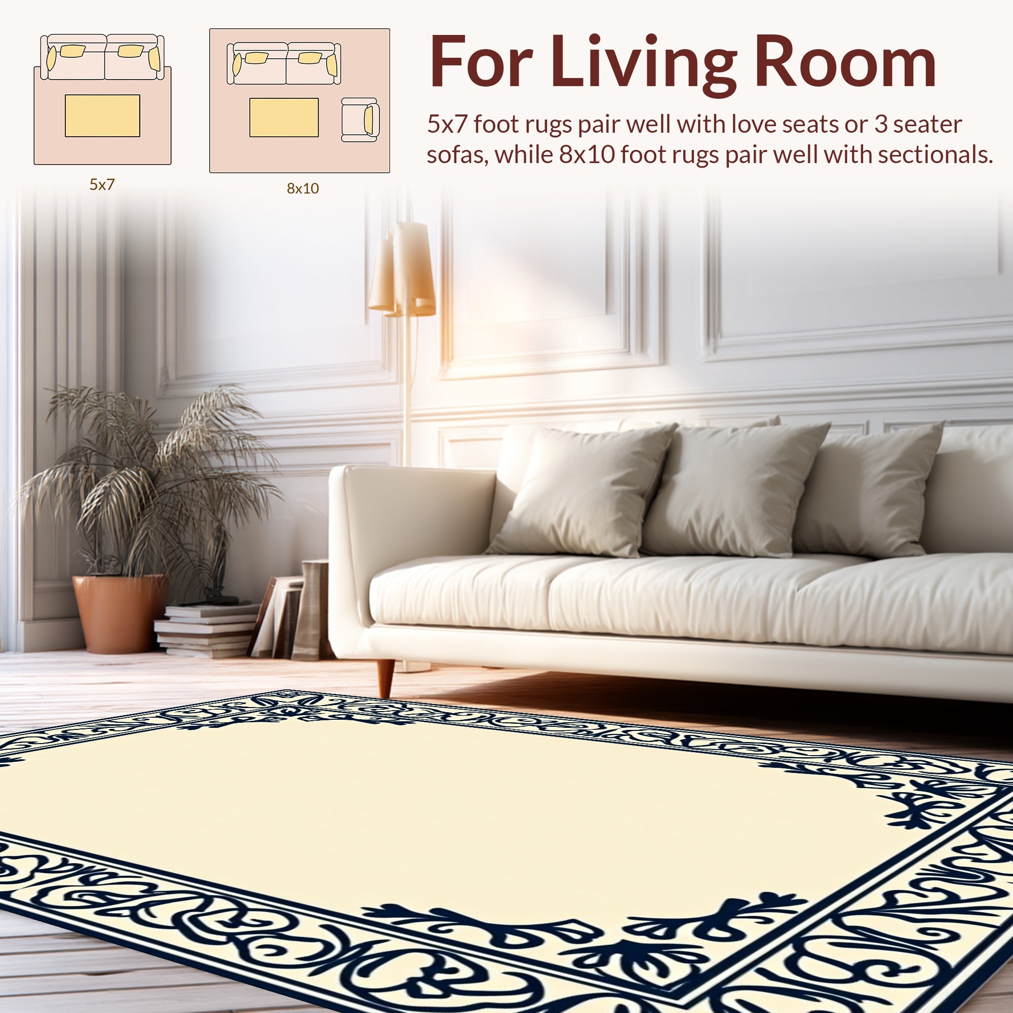 Elegant Floral Border Design Rug