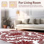 Crimson Floral Baroque Pattern Rug
