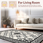 Intricate Geometric Black White Pattern Rug