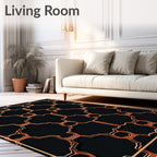 Geometric Copper Black Pattern Design Rug
