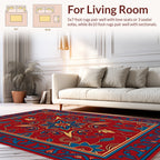 Elaborate Red Floral Scroll Pattern Rug