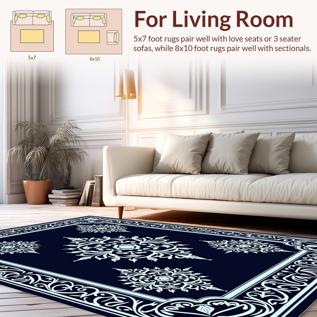 Elegant Floral Medallion Dark Rug