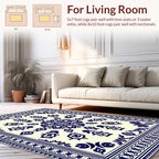 Ornate Blue Central Mandala Pattern Rug