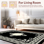 Vintage Floral Accent Black Rug