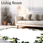 Dark Green Golden Floral Border Rug