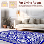 Lace Inspired Blue and White Pattern Rug