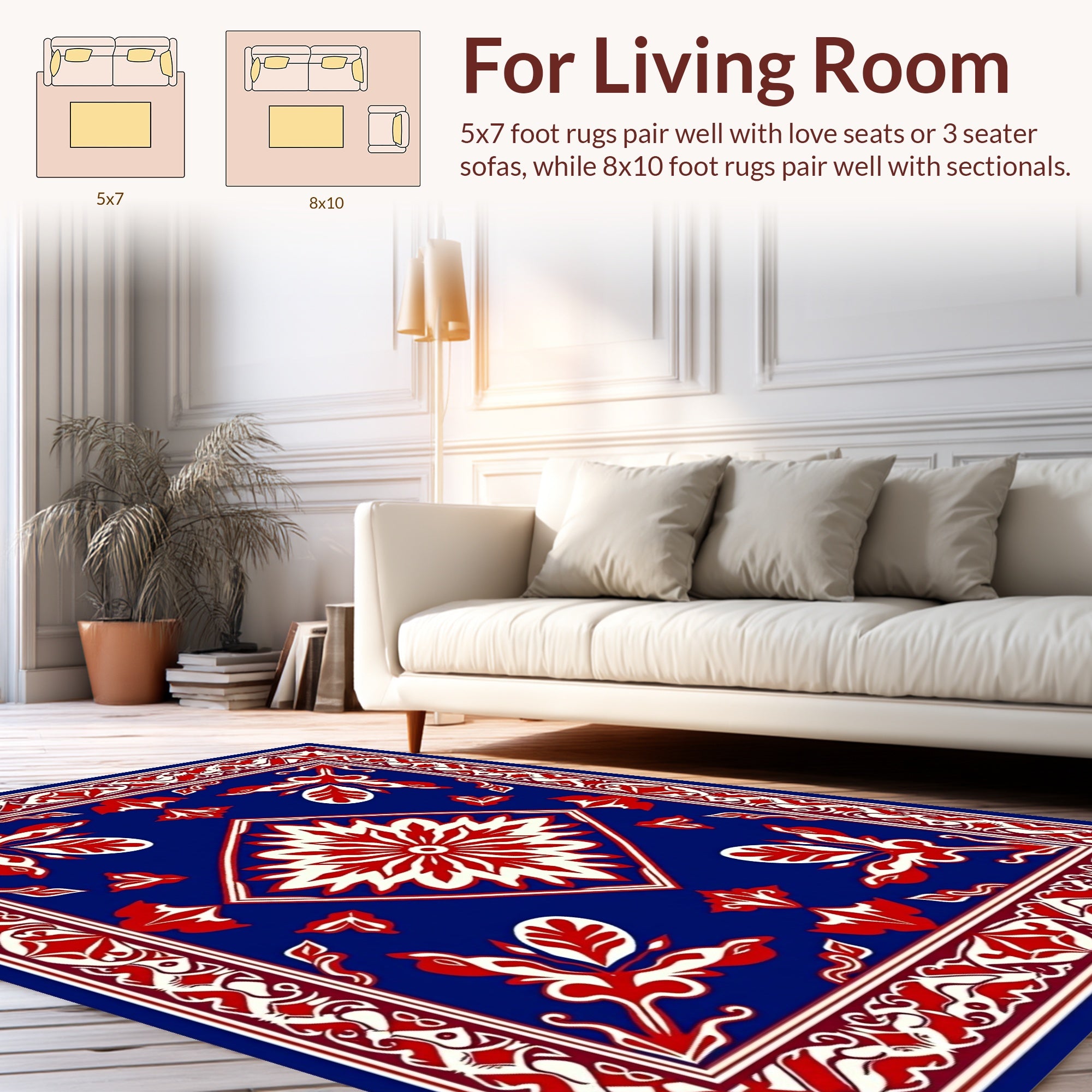 Bold Red White Floral Medallion Rug