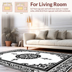 Classic Black White Ornamental Medallion Rug
