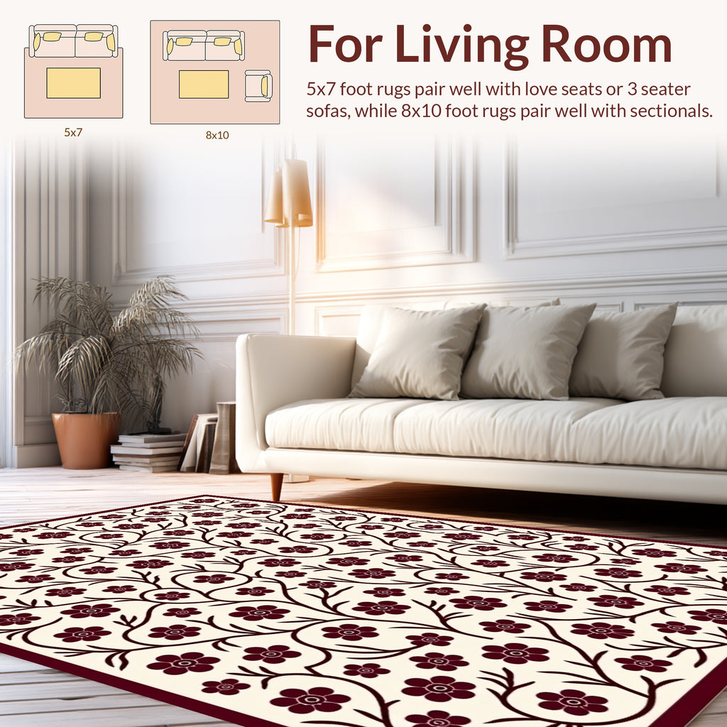 Vine And Cherry Blossom Pattern Rug