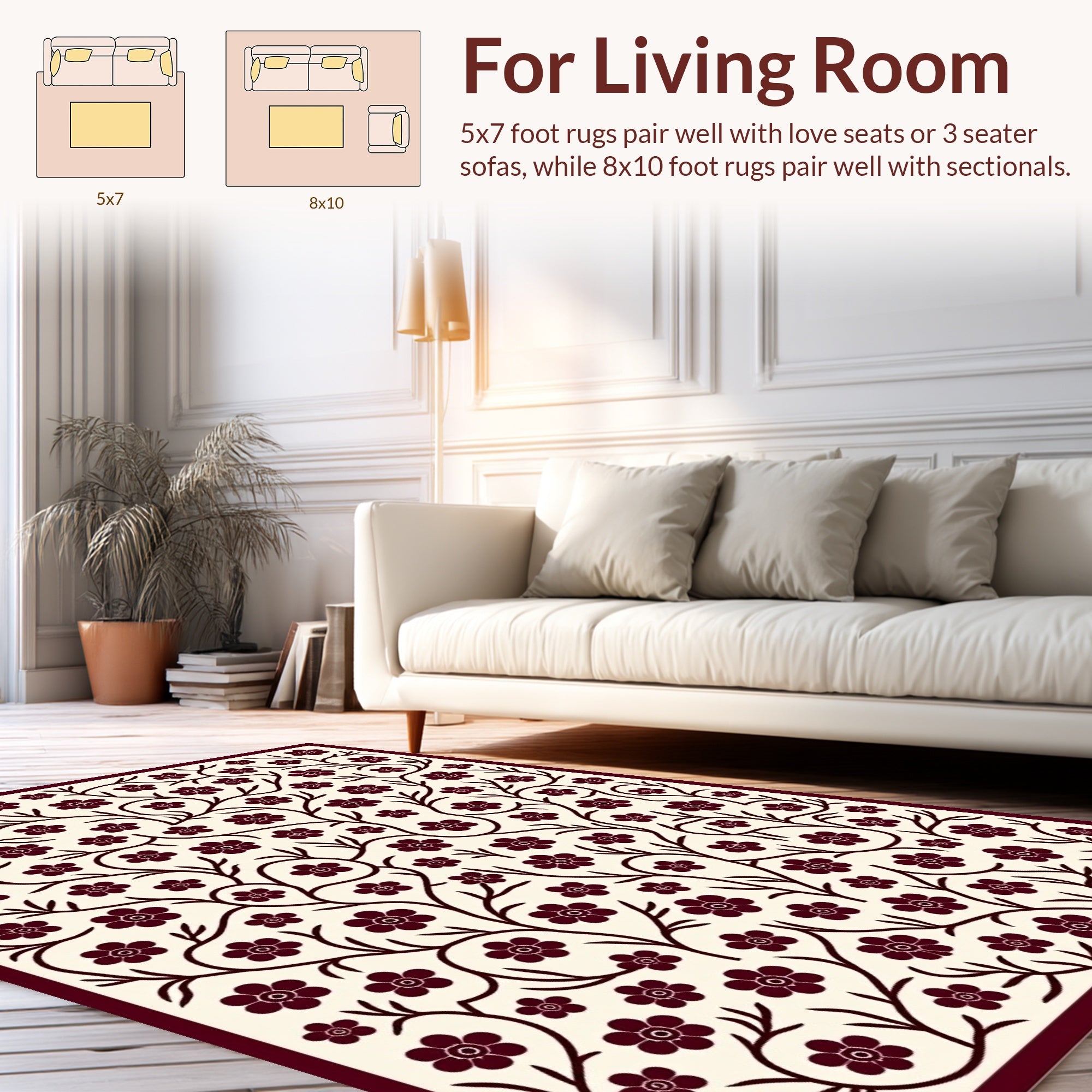 Vine And Cherry Blossom Pattern Rug