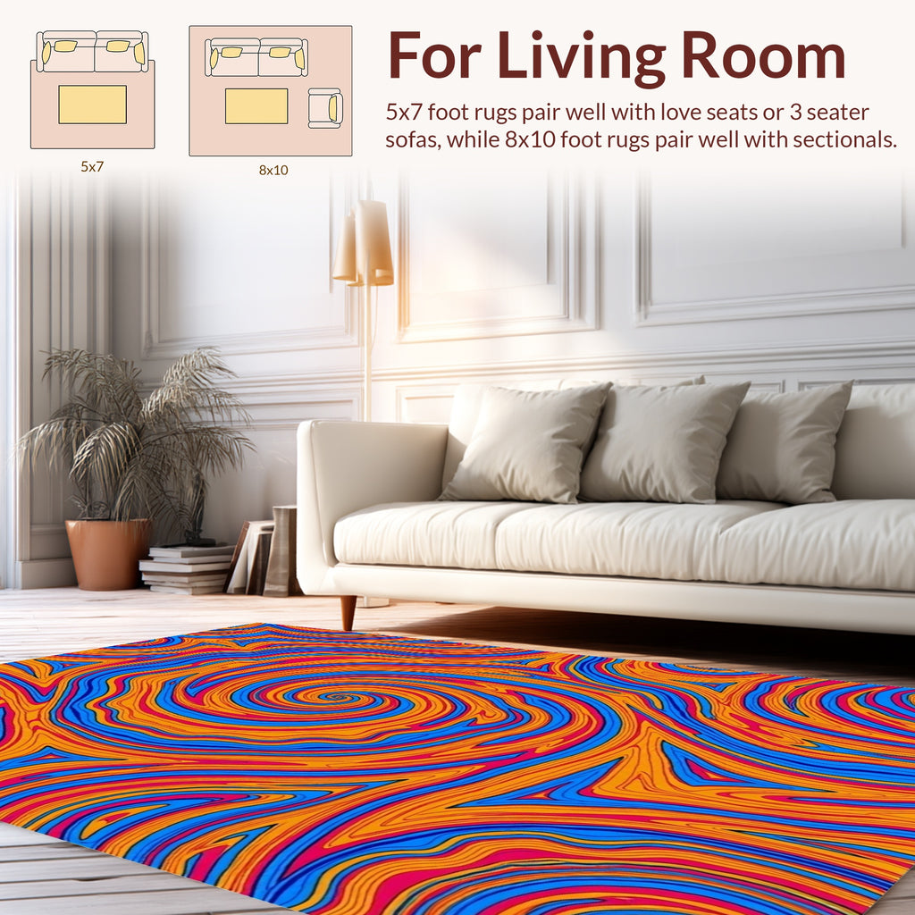 Vibrant Swirl Color Flow Design Rug