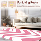 Pink and White Chevron Pattern Rug