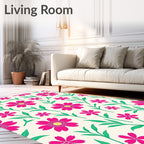 Bright Pink Floral Pattern Design Rug