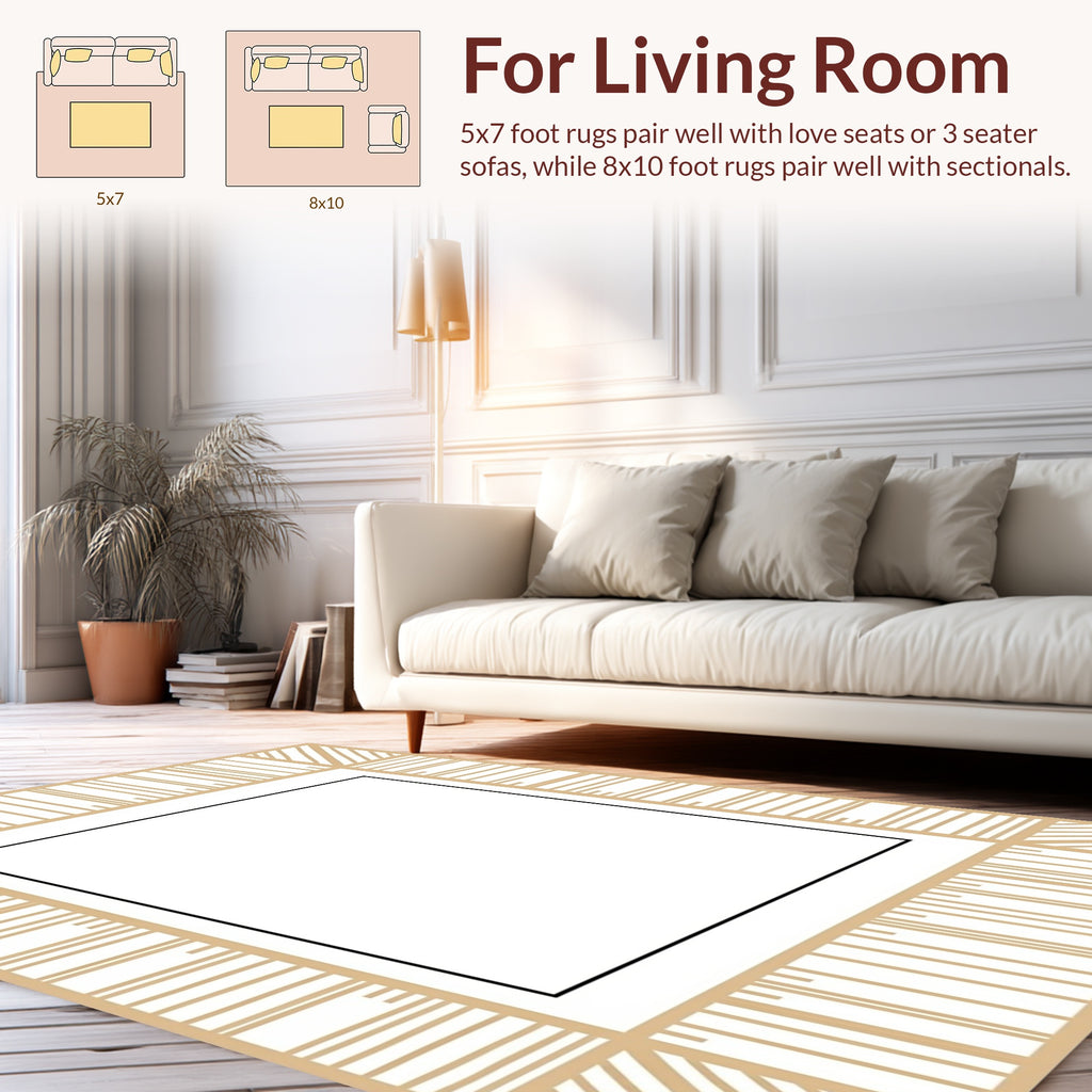 Minimalist Striped Geometric Frame Design Rug