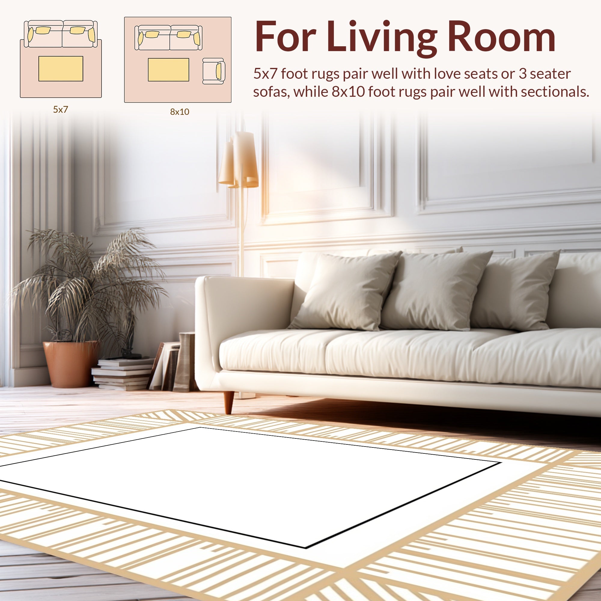Minimalist Striped Geometric Frame Design Rug