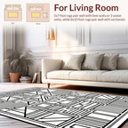 Abstract Geometric Black White Design Rug