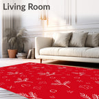 White Pine Sprig And Star Red Rug