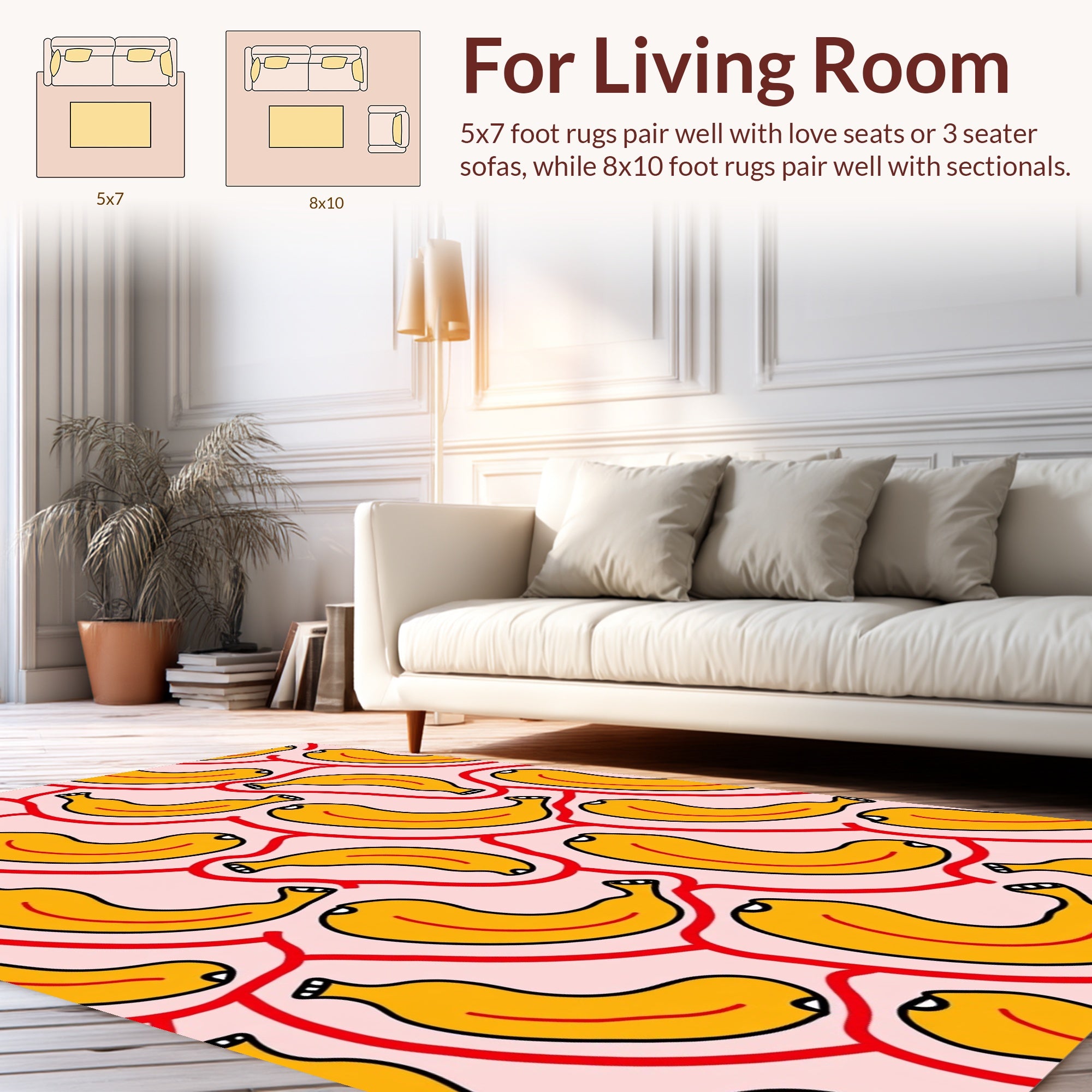 Bold Banana Patterned Pink Rug