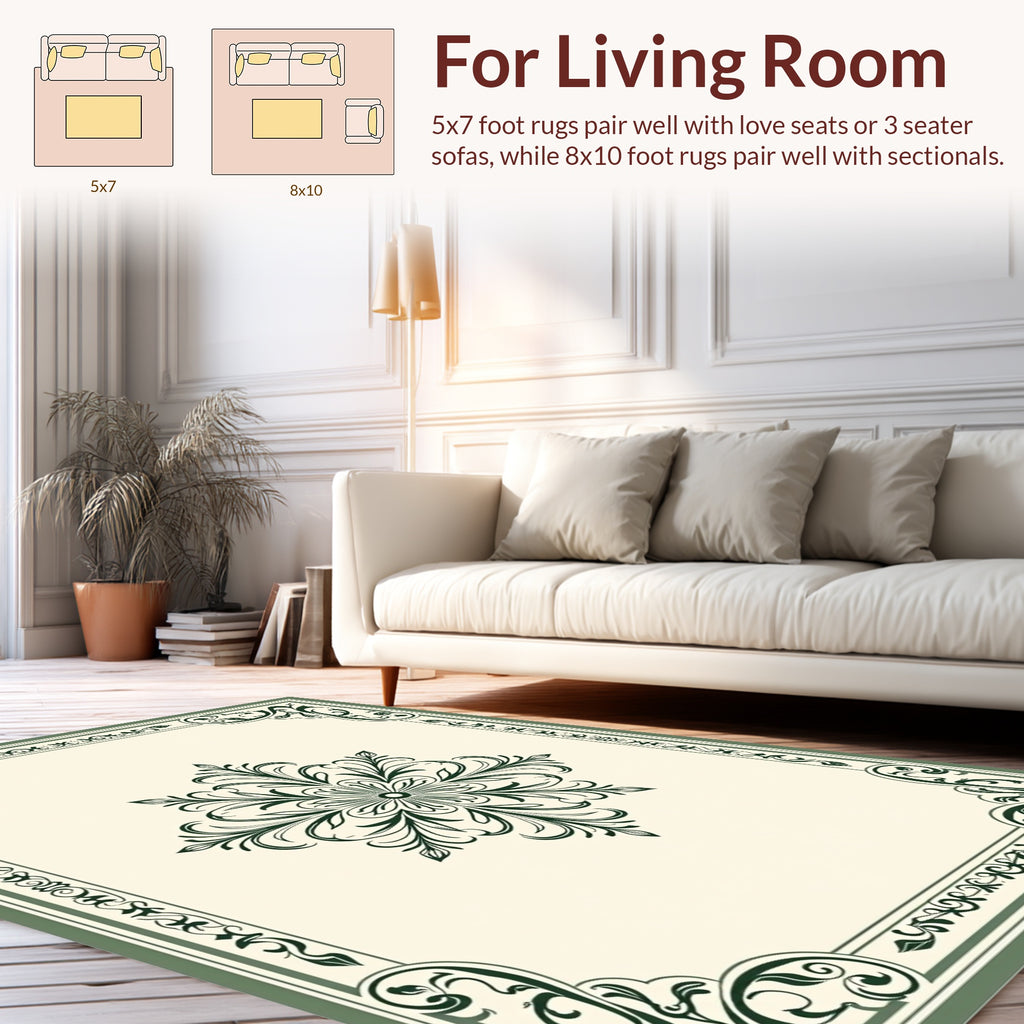 Elegant Floral Scrollwork Border Design Rug