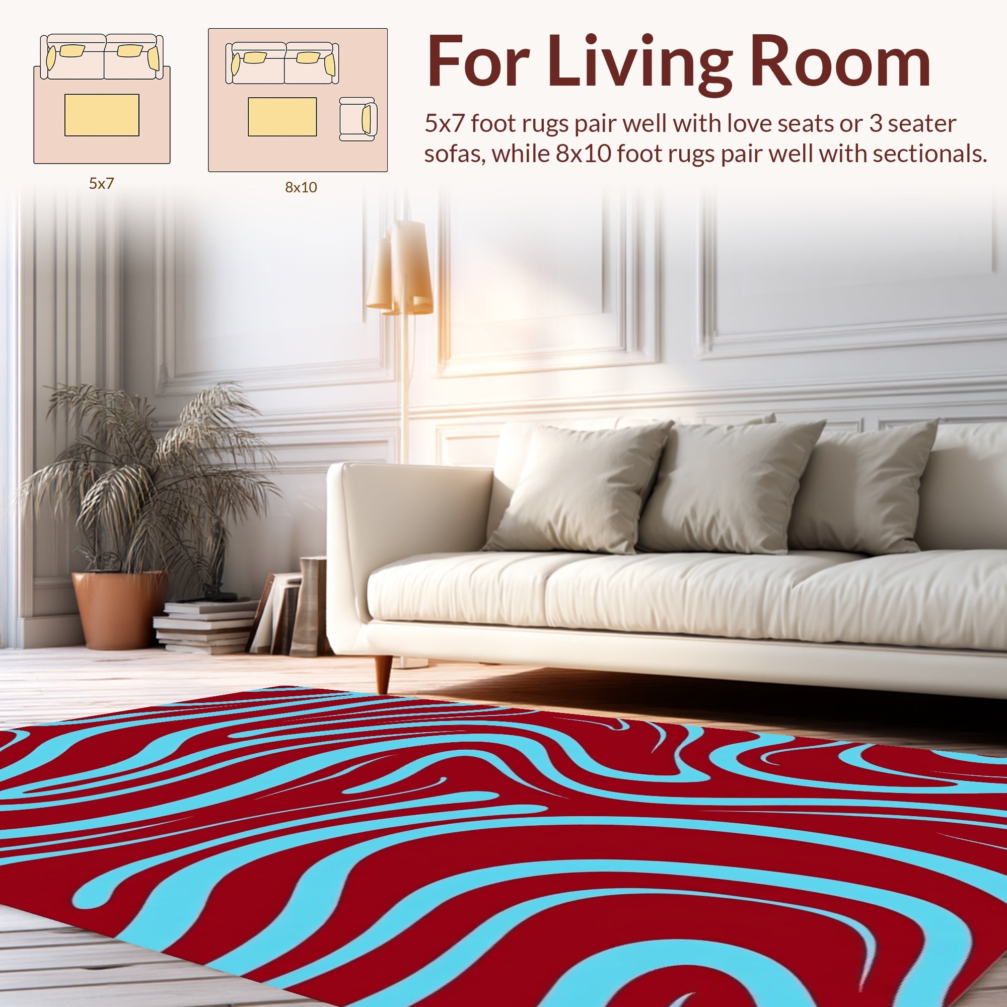 Swirling Sky Blue Abstract Pattern Rug
