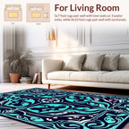Navajo Inspired Aqua Floral Pattern Rug