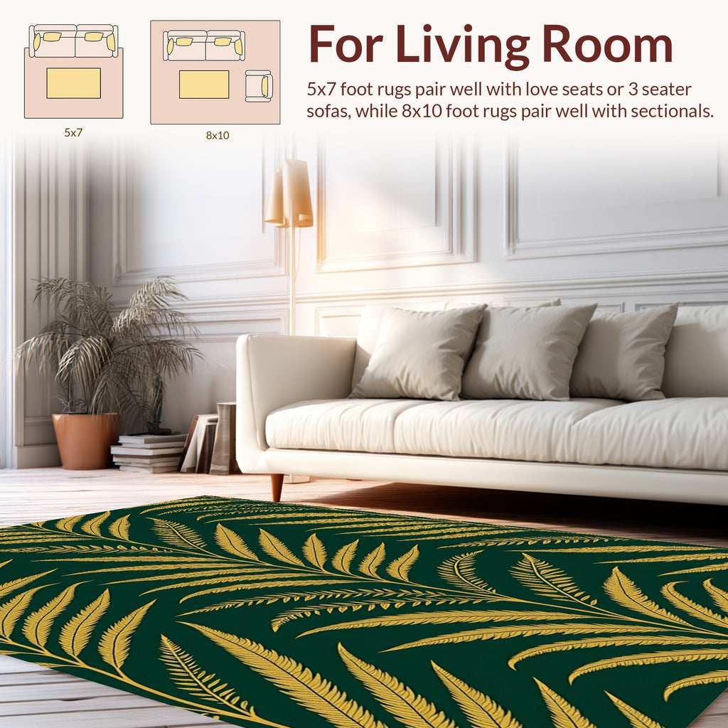 Golden Leaf Pattern Design Rug
