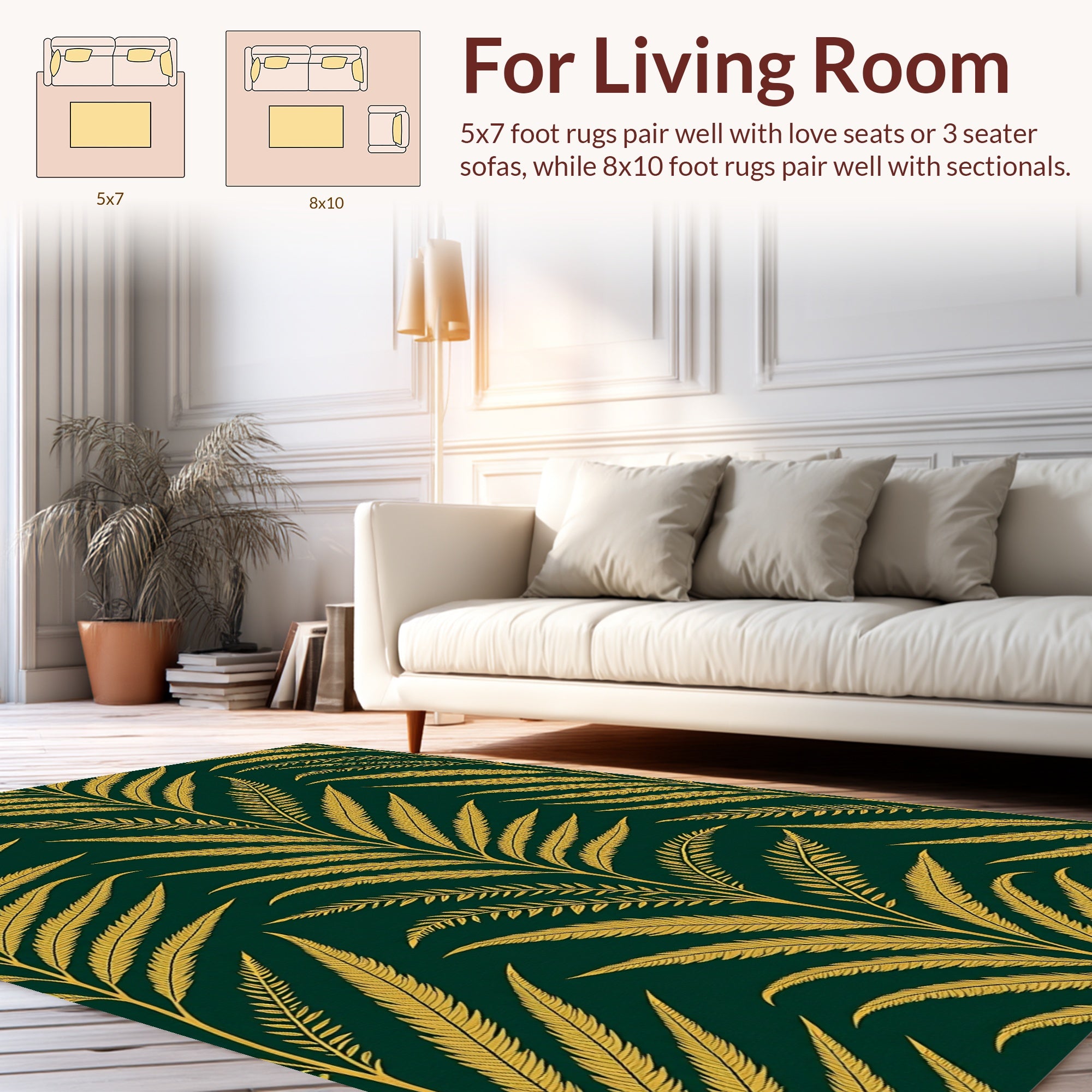 Golden Leaf Pattern Design Rug